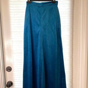 Asos US 4 High Rise Wide Leg Flare Velvet Blue Pants